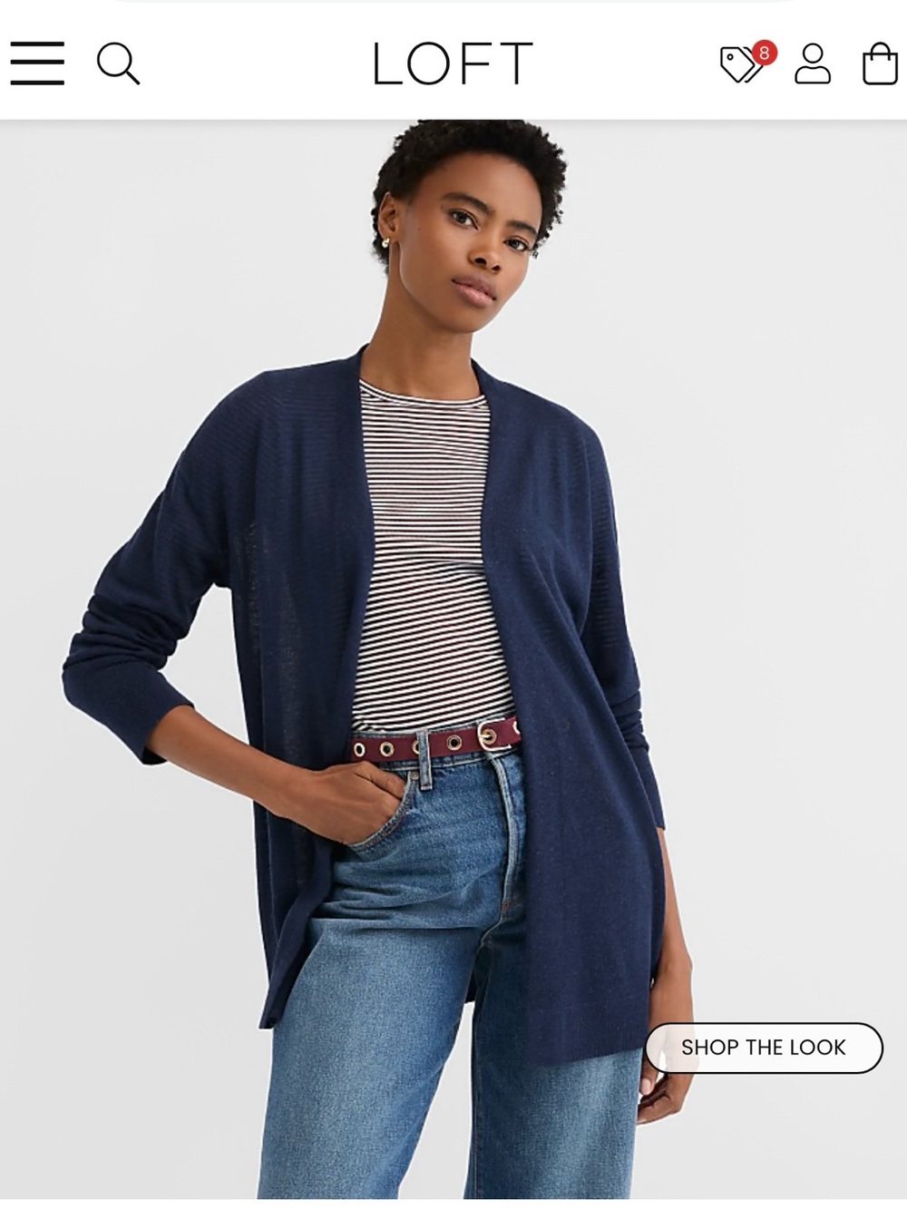 LOFT Navy Open-Front Cardigan Sweater - Deep Navy